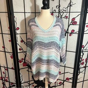 Lane Bryant Light Blue & Gray Knit Sweater Size: 18/20